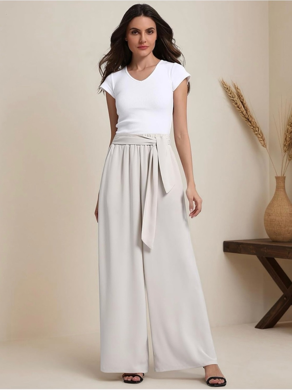 LQianxizhan Women's Wide Leg Pants,Dressy Flowy Lounge Work Dress Pant